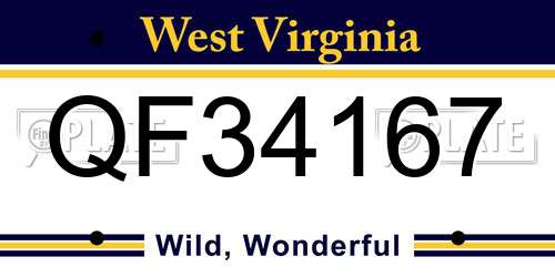 QF34167 West Virginia License Plate