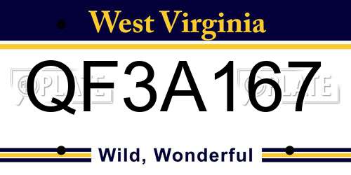 QF3A167 West Virginia License Plate