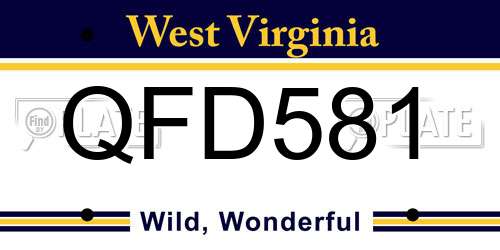 QFD581 West Virginia License Plate