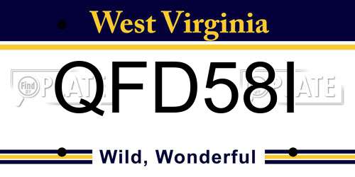 QFD58I West Virginia License Plate