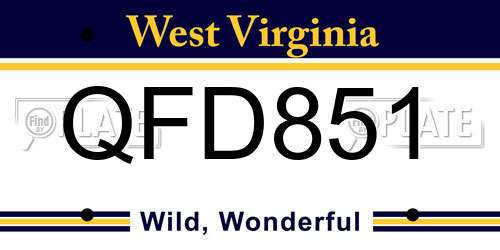 QFD851 West Virginia License Plate