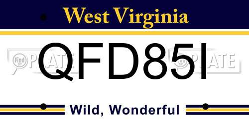 QFD85I West Virginia License Plate
