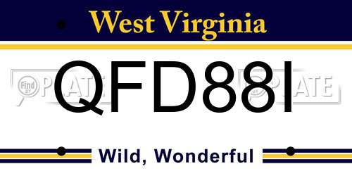 QFD88I West Virginia License Plate