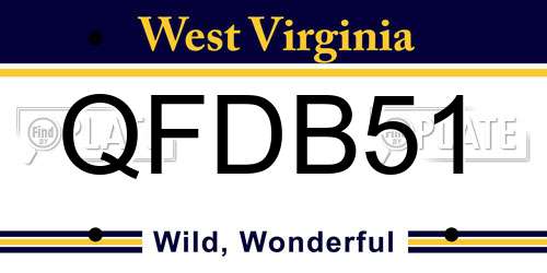 QFDB51 West Virginia License Plate