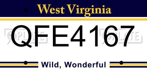 QFE4167 West Virginia License Plate