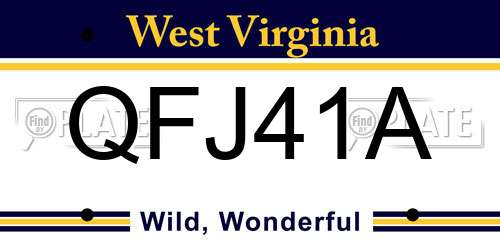 QFJ41A West Virginia License Plate
