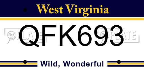 QFK693 West Virginia License Plate