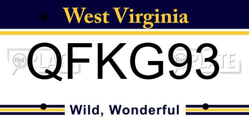 QFKG93 West Virginia License Plate