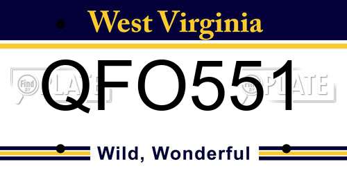 QFO551 West Virginia License Plate
