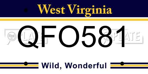 QFO581 West Virginia License Plate