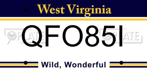 QFO85I West Virginia License Plate