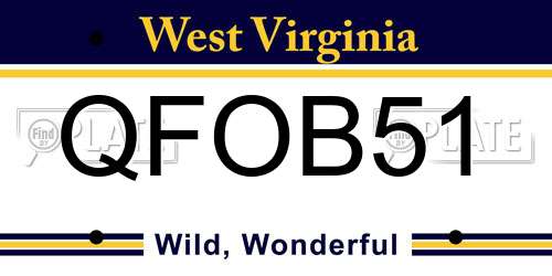 QFOB51 West Virginia License Plate