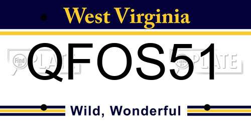 QFOS51 West Virginia License Plate
