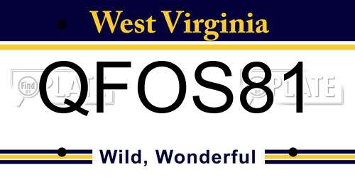 QFOS81 West Virginia License Plate