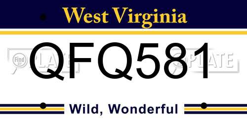 QFQ581 West Virginia License Plate