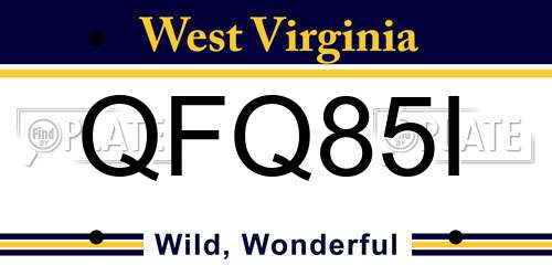 QFQ85I West Virginia License Plate