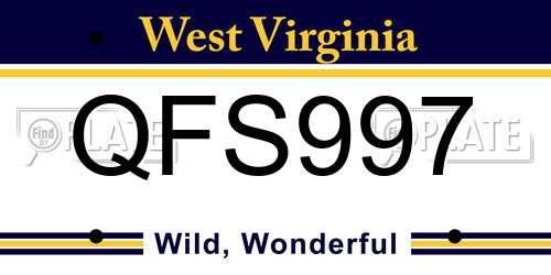QFS997 West Virginia License Plate