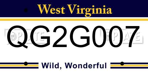 QG2G007 West Virginia License Plate