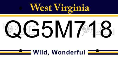 QG5M718 West Virginia License Plate