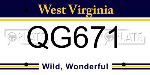 QG671 West Virginia License Plate