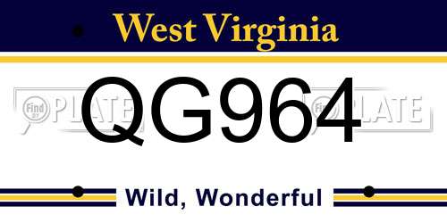 QG964 West Virginia License Plate