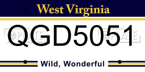 QGD5051 West Virginia License Plate