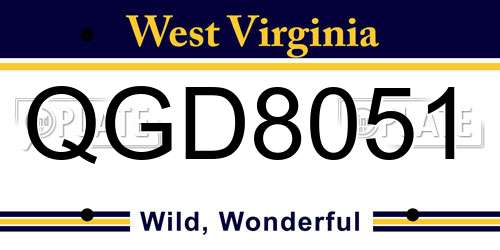 QGD8051 West Virginia License Plate