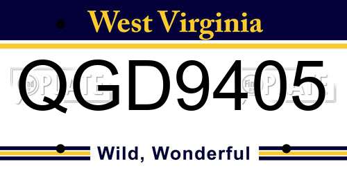 QGD9405 West Virginia License Plate