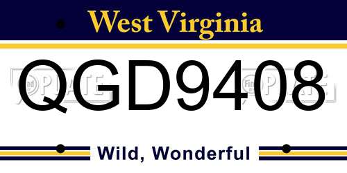 QGD9408 West Virginia License Plate