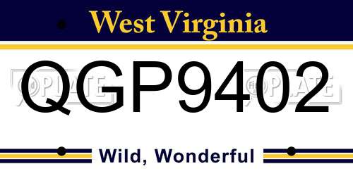QGP9402 West Virginia License Plate