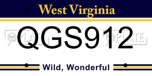 QGS912 West Virginia License Plate