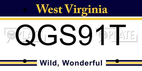 QGS91T West Virginia License Plate