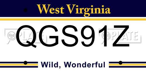 QGS91Z West Virginia License Plate