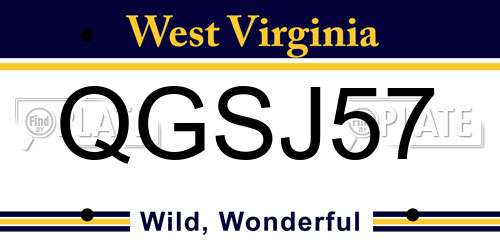 QGSJ57 West Virginia License Plate