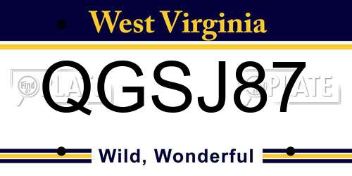 QGSJ87 West Virginia License Plate