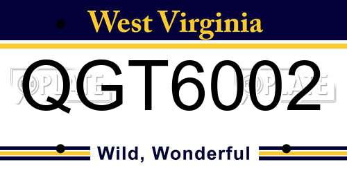 QGT6002 West Virginia License Plate