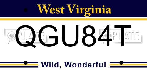 QGU84T West Virginia License Plate