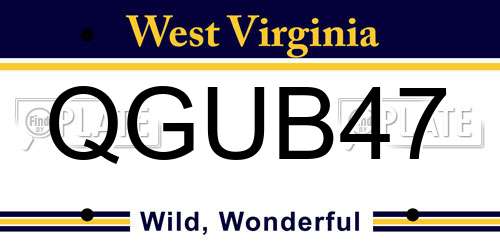 QGUB47 West Virginia License Plate