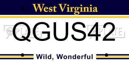 QGUS42 West Virginia License Plate