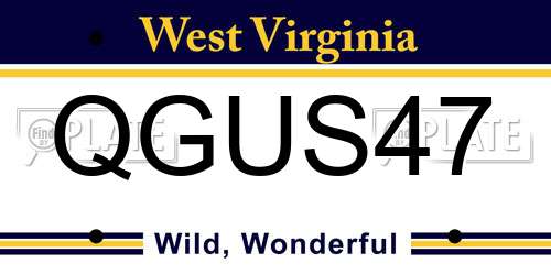QGUS47 West Virginia License Plate