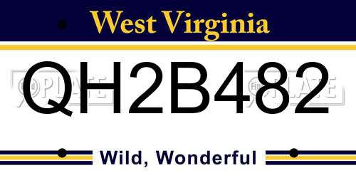 QH2B482 West Virginia License Plate