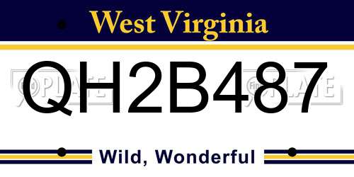QH2B487 West Virginia License Plate