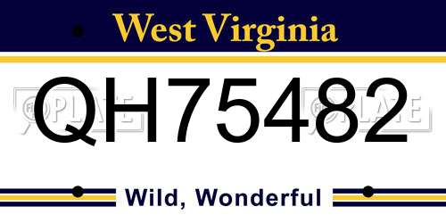 QH75482 West Virginia License Plate