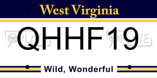 QHHF19 West Virginia License Plate