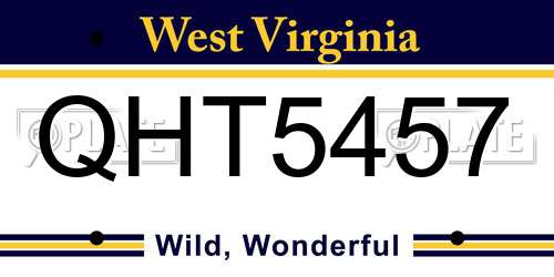 QHT5457 West Virginia License Plate
