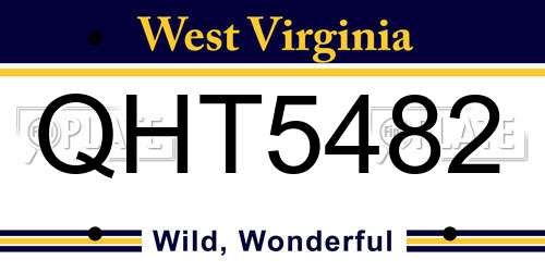QHT5482 West Virginia License Plate