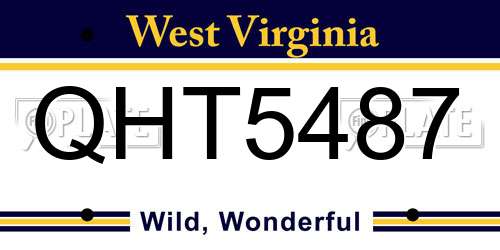 QHT5487 West Virginia License Plate