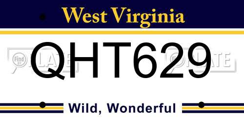 QHT629 West Virginia License Plate