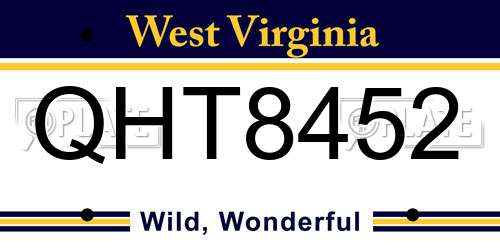 QHT8452 West Virginia License Plate