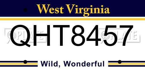 QHT8457 West Virginia License Plate